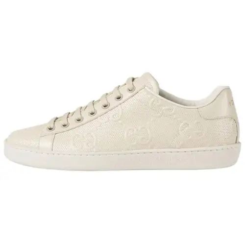 GUCCI Ace GG Embossed Cream Women's