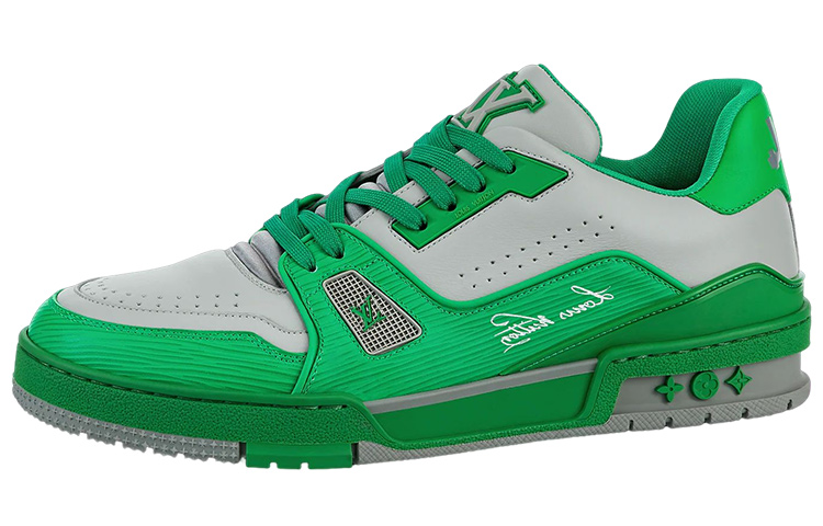 Мужские кеды Louis Vuitton Trainer (бело-зеленые)
