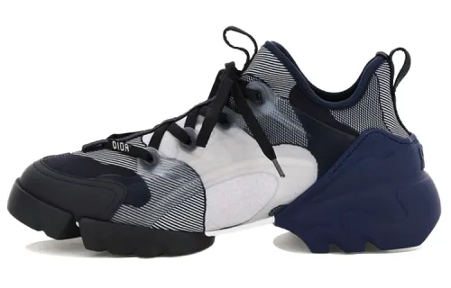 DIOR D Connect Textile, Synthetic Leather Casual Low top Athletic Shoes Women's Dark Blue