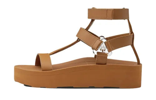 HERMES Top Grain Cow Leather One Strap Sandals Women's Brown