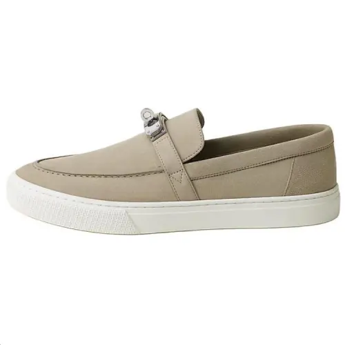 HERMES Game Slip on Game Suede Loafers Men's Gray