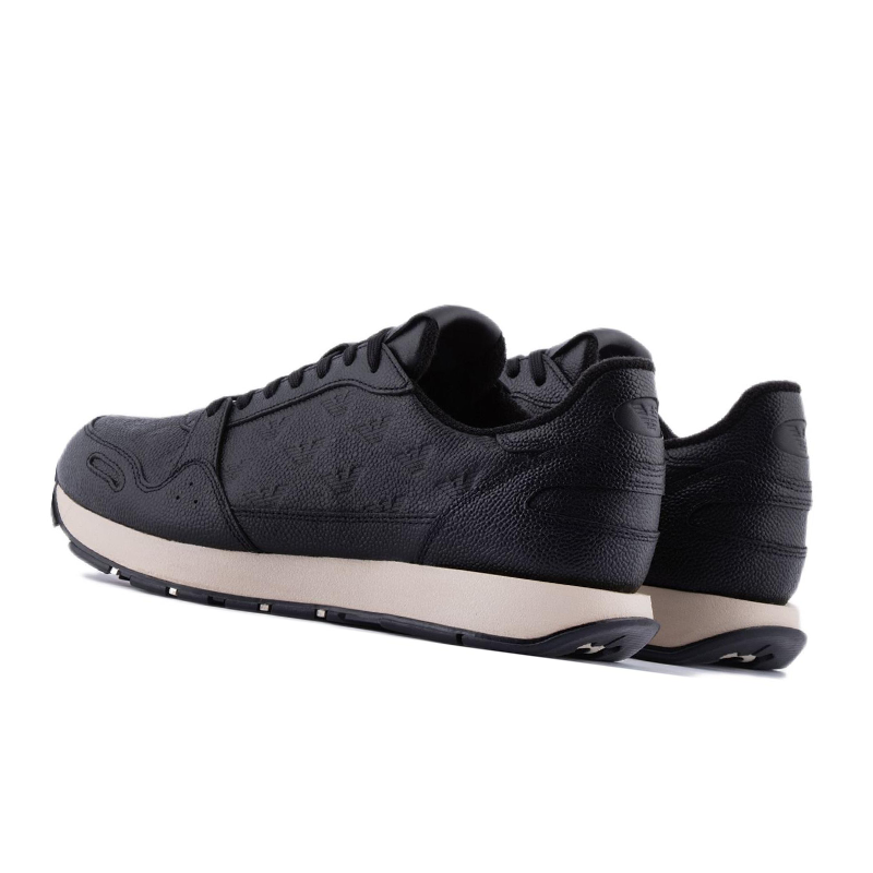 EMPORIO ARMANI Leather Cushioning Low top Sports Casual Shoes Men's Black
