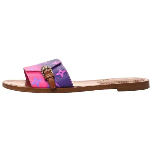 LOUIS VUITTON Lock It Quiet Slide Slippers Women's Purple Pink