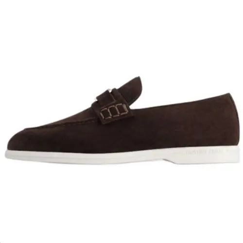 LOUIS VUITTON Estate Cow Leather Loafers Men's Brown