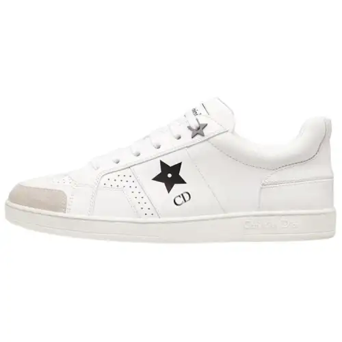 DIOR Star Platform Shoes Leather Low top Skateboard Shoes Women's White