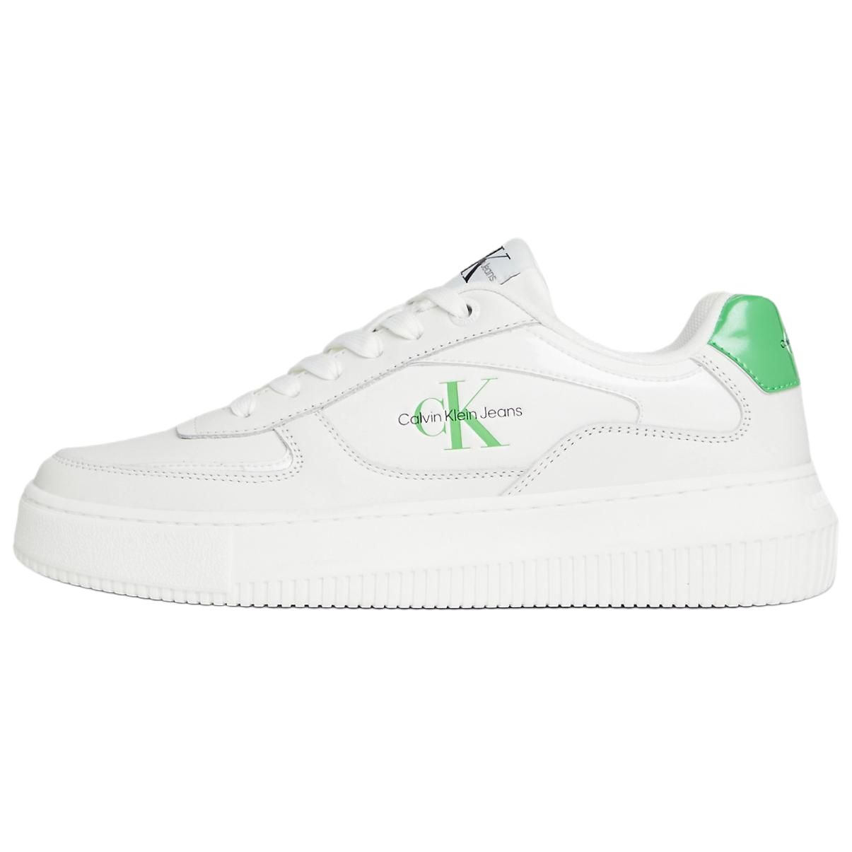CKJ CALVIN KLEIN JEANS Leather Casual Shoes Women's Bright White