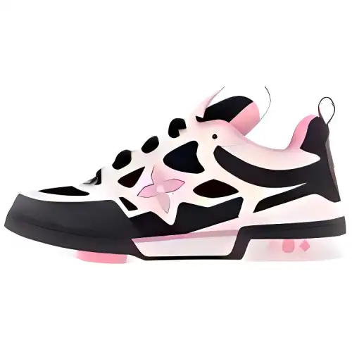 LOUIS VUITTON Skate Cow Leather Low top Skateboard Shoes Men's Black White Pink