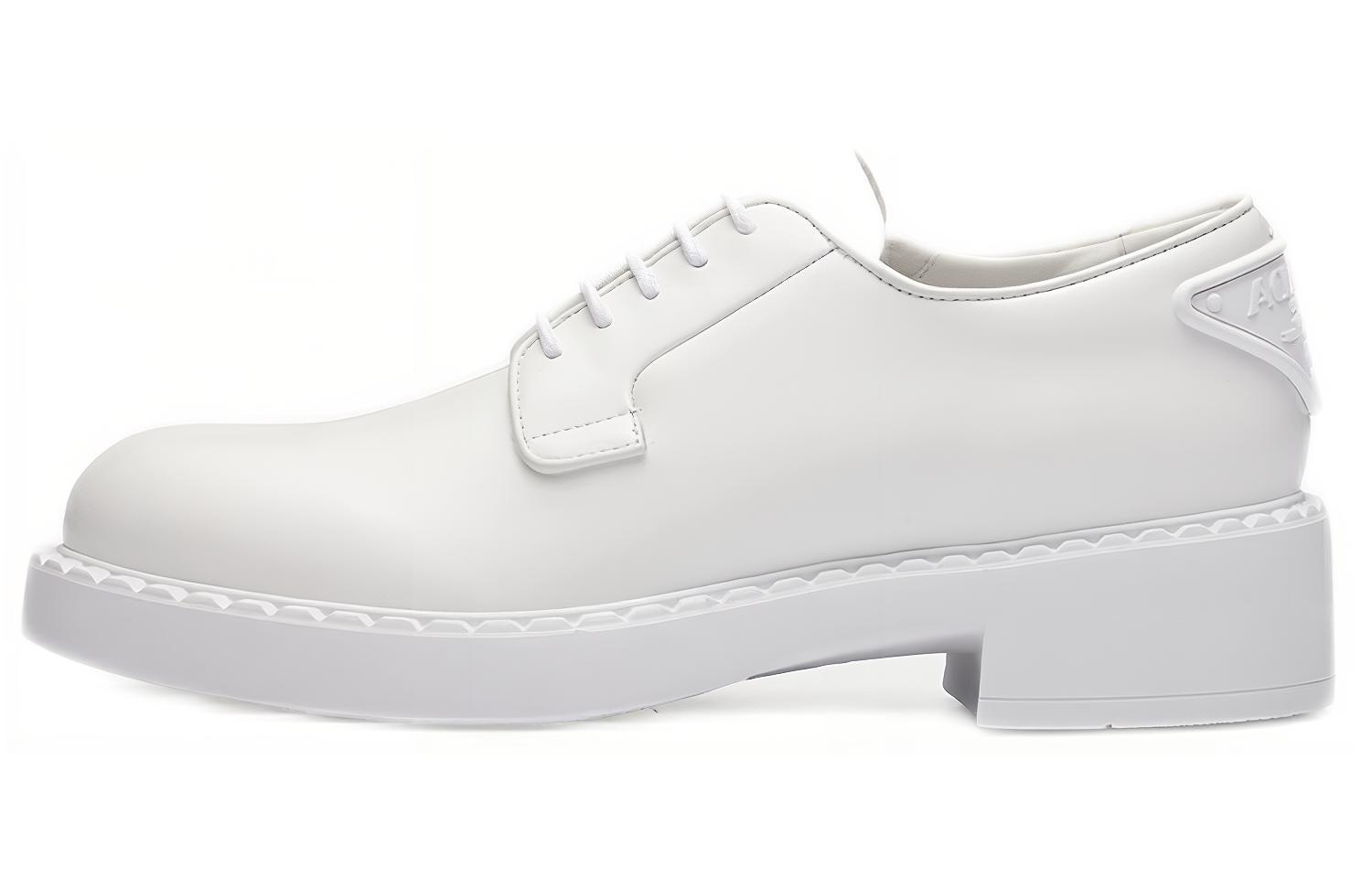 PRADA Prada Leather Glossy Derby Casual Shoes 4cm Women's White