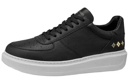 LOUIS VUITTON Beverly Hills Cow Leather Low top Skateboard Shoes Men's Black