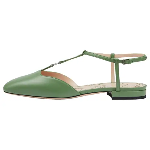 GUCCI Leather Casual Shoes Women's Green