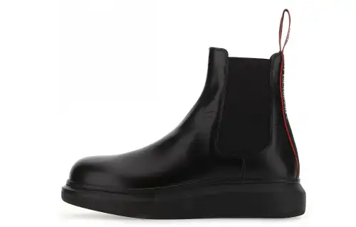 Alexander McQueen Hybrid Leather Chelsea Boot Black Red