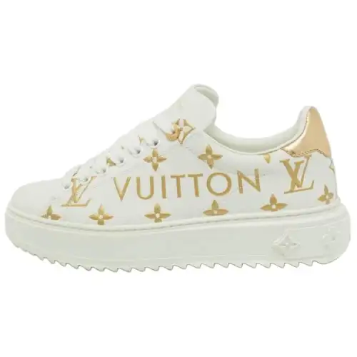 LOUIS VUITTON Time Out Sneakers 'White With Gold Monogram' Women's