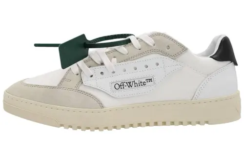 OFF WHITE Leather Low top Stylish Skateboarding Shoes Men's White