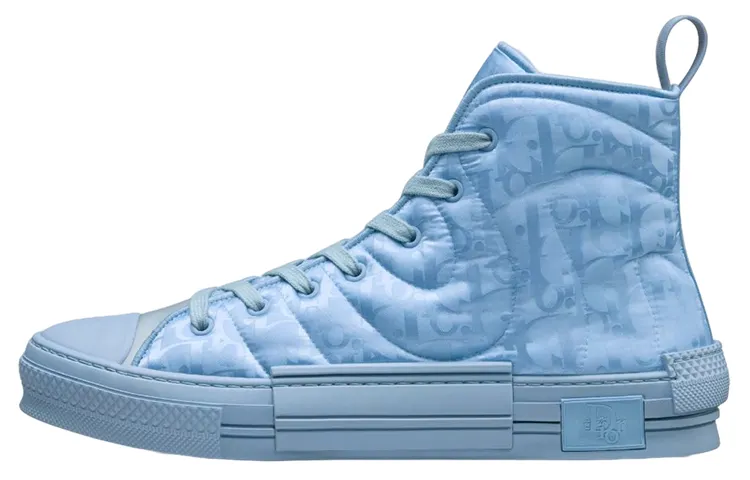DIOR B23 High Top Erl Blue DIOR Oblique Mirage Quilted Technical Fabric With Swirl Motif