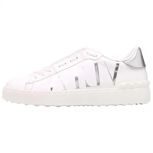 Valentino Open Cow Leather Low top Stylish Skateboarding Shoes Women's White Silver