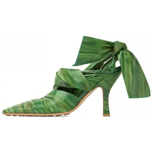 Bottega Veneta Bunnie Leather Slim Heel High Heels 9cm Women's Green