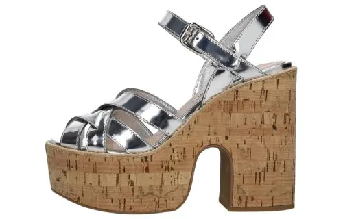 MIU MIU Leather One Strap Sandals Women's Silver
