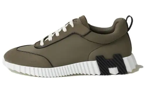HERMES Bouncing Low top Casual Shoes Men's Green