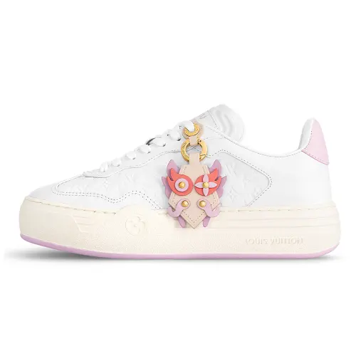 LOUIS VUITTON Groovy Year Of The Dragon Cow Leather Low top Skateboard Shoes Women's White Pink