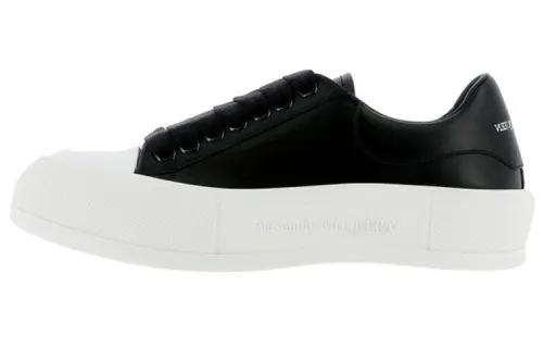 Alexander McQueen Deck Plimsoll Lace Up Sneakers 'Black White' Women's