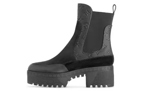LOUIS VUITTON Laureate Ankle Length Chelsea Boots Women's Black
