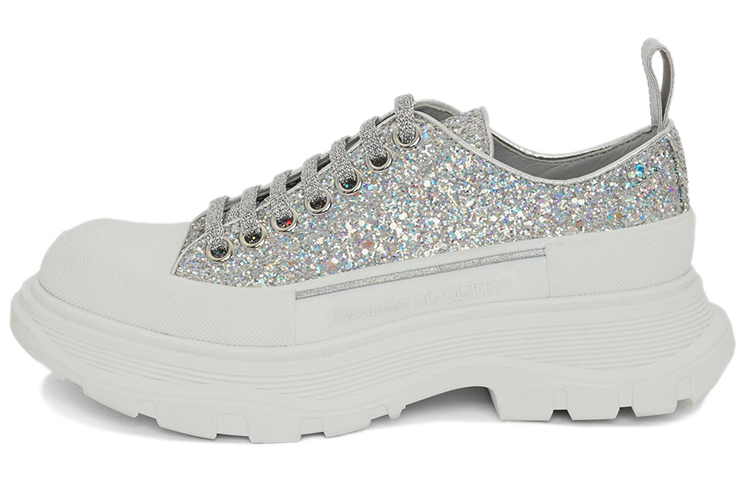 Женские ботинки Alexander McQueen Tread Slick (серебряные)