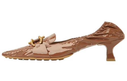 Bottega Veneta Madame Patent Leather Slim Heel High Heels Women's Light Umber