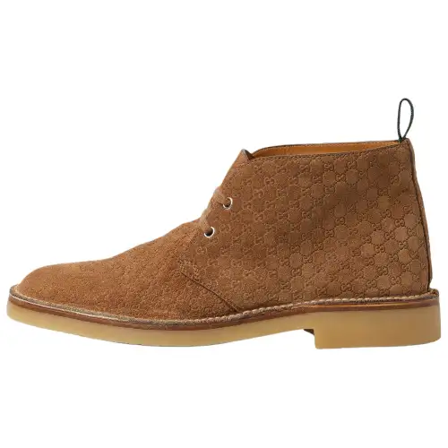 GUCCI Web Ankle Boots Men's Brown