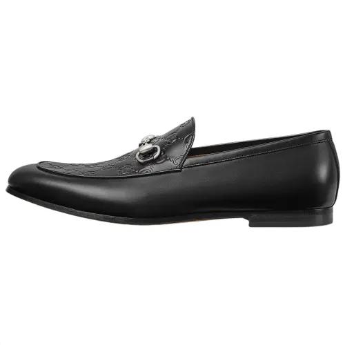 GUCCI Horsebit Cow Leather Loafers Men's Black