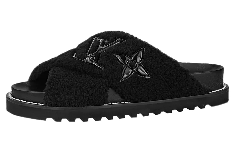 LOUIS VUITTON Paseo Comfort Slide Slippers Women's Black