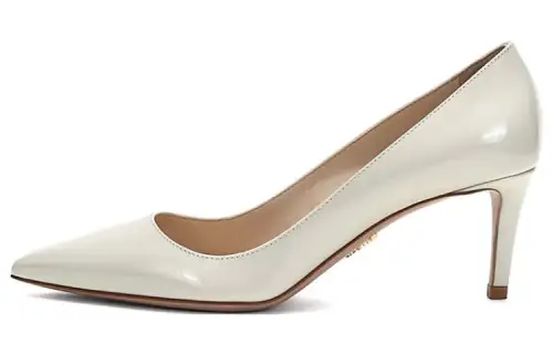 PRADA Patent Leather Slim Heel High Heels 6.5cm Women's White