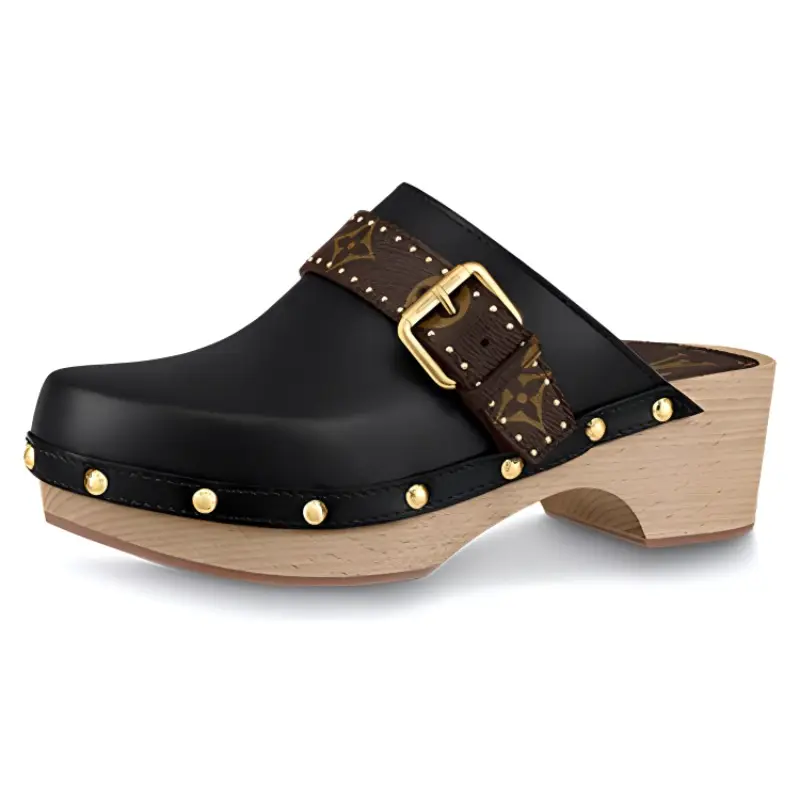 LOUIS VUITTON Cottage Closed Toe Slippers Women's Black