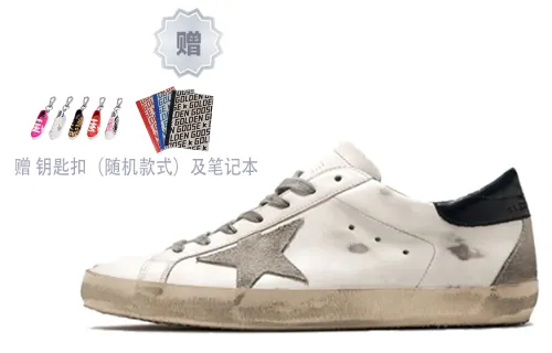 Golden Goose Super Star Leather Low top Stylish Skateboarding Shoes Men's White Blue