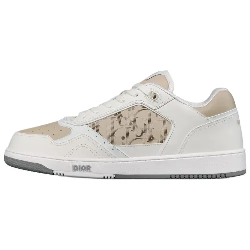 DIOR B27 Cow Leather Low top Skateboard Shoes Unisex White Beige