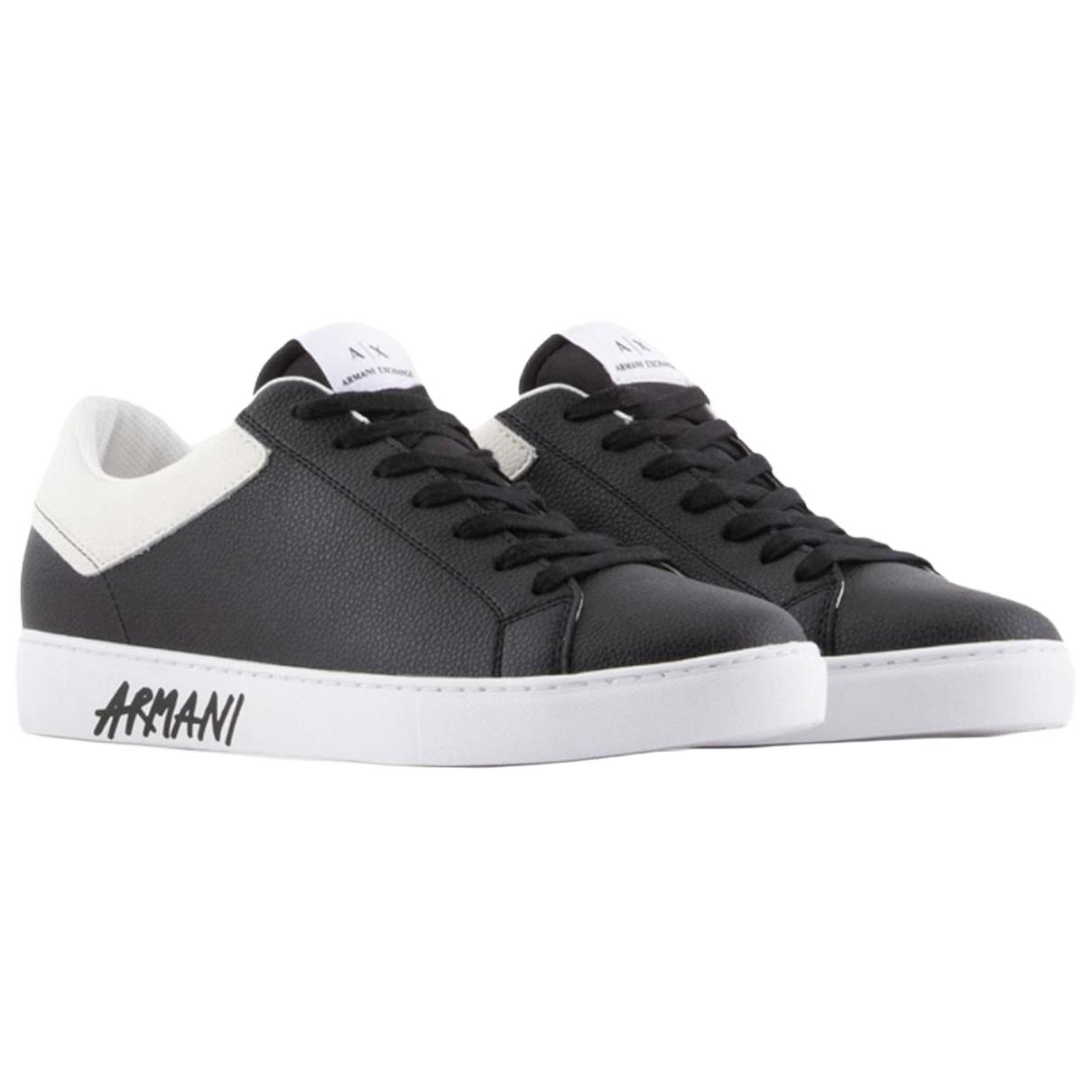 ARMANI EXCHANGEAE Leather Low top Skateboard Shoes Men's Black
