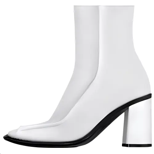 LOUIS VUITTON Berlin Cow Leather Ankle Boots 8cm Women's White