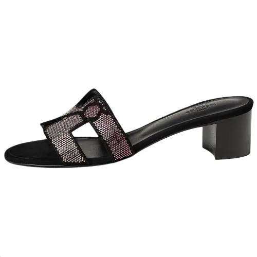 HERMES Oasis Slide Slippers 5cm Women's Black