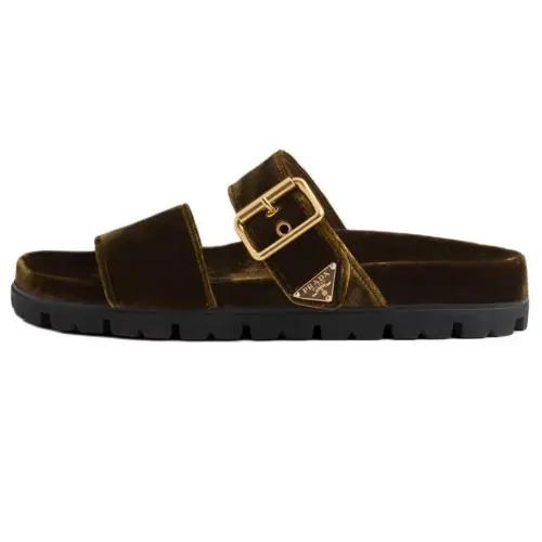 PRADA Buckled Velvet Sandals