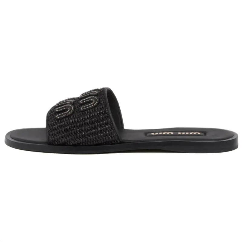 MIU MIU Slide Slippers Women's Black