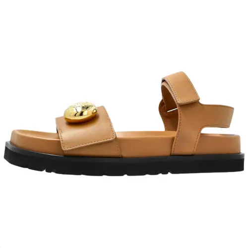 LOEWE Pebble Fussbett Cow Leather One Strap Sandals 1CM Women's Brown