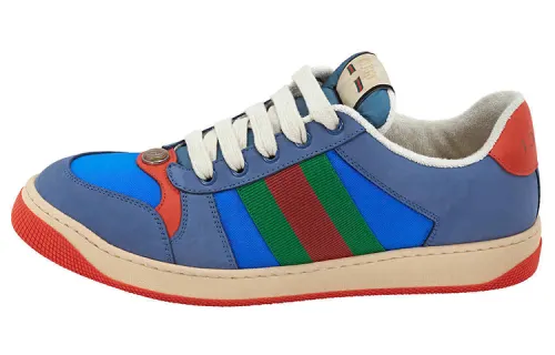 GUCCI Screener Distressed Shoes Stylish Skateboarding Shoes Men's Blue Red