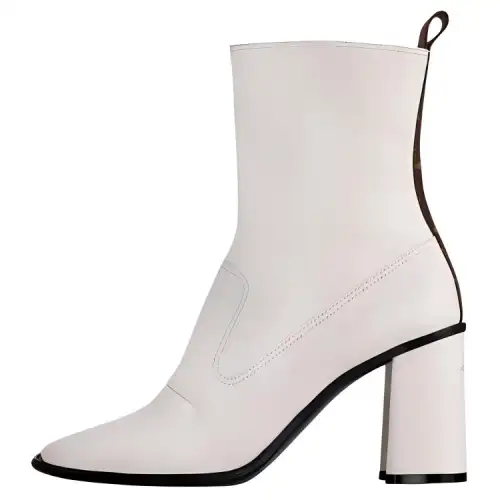 LOUIS VUITTON Berlin Calfskin Ankle Boots 8.5cm Women's White