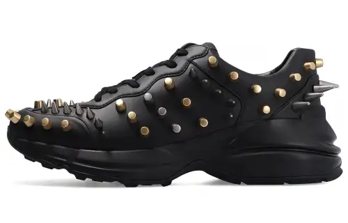 GUCCI Rhyton Leather Low top Sports Casual Shoes Men's Black