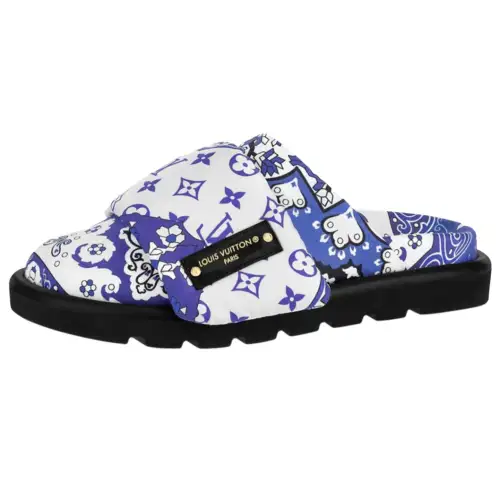 LOUIS VUITTON Quick Dry Closed Toe Slippers Women's White Blue