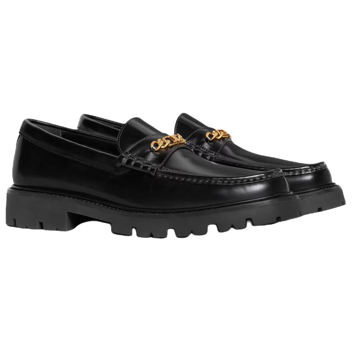 CELINE Chunky Triomphe Loafer Black Gold Chain