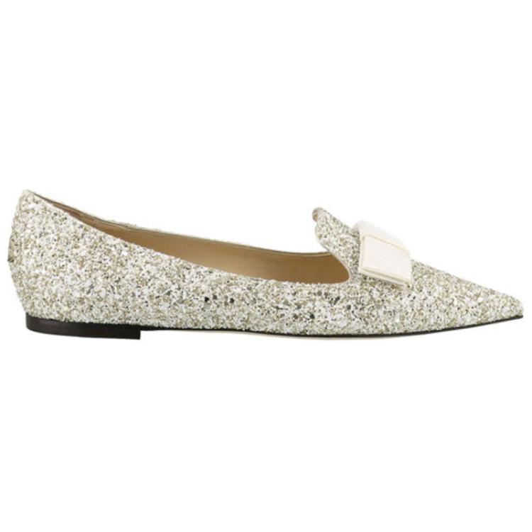 Jimmy Choo Gala Flat Low Vamp Casual Shoes Women's Moonlight Silver