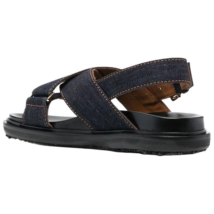 MARNI Fussbett Fabric Beach Sandals Women's Dark Blue