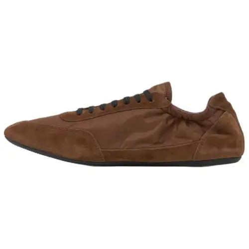 PRADA Re Nylon Collapse Leather Low top Casual Shoes Men's Brown