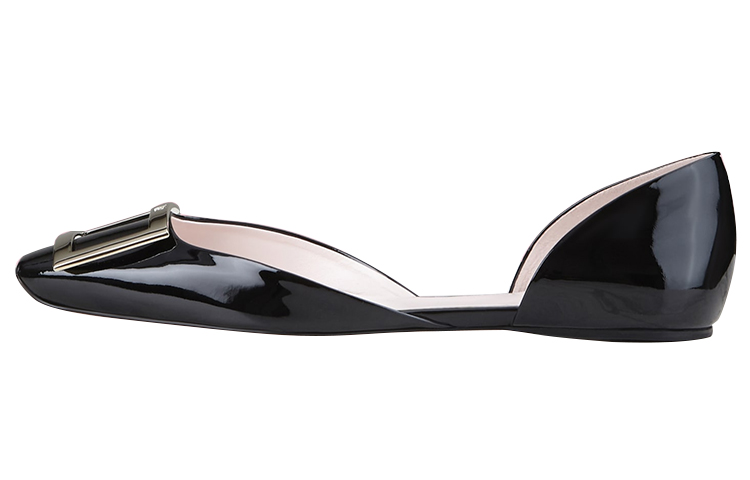Roger Vivier Roger Vivier Trompette Patent Leather Flat Women's Casual Shoes Women's Black