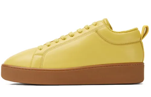 Bottega Veneta Quilt Lace Up Low top Stylish Skateboarding Shoes Men's Yellow Brown